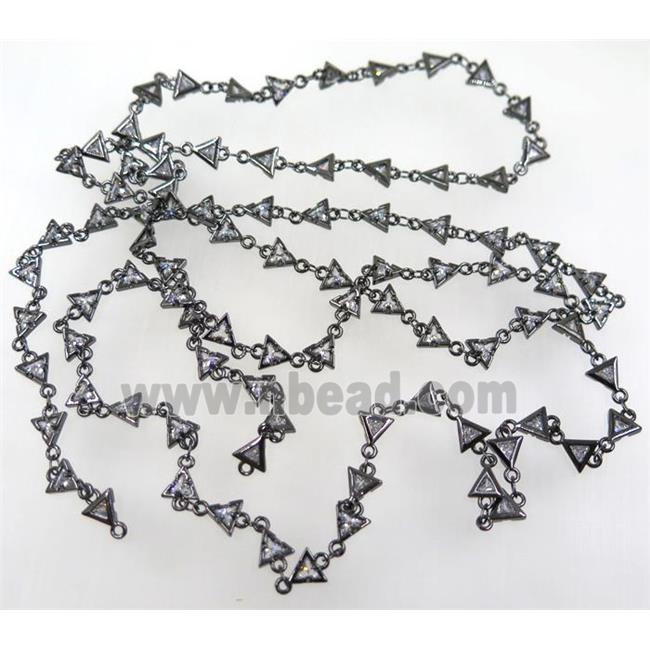 copper chain paved zircon, triangle, black plated