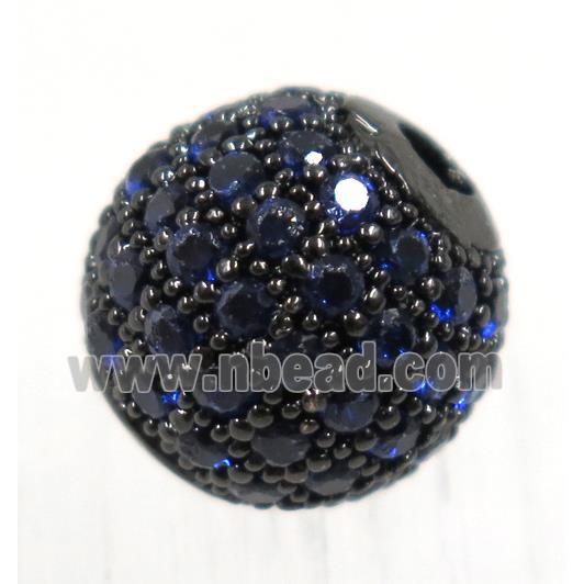 round copper beads pave zircon, black plated