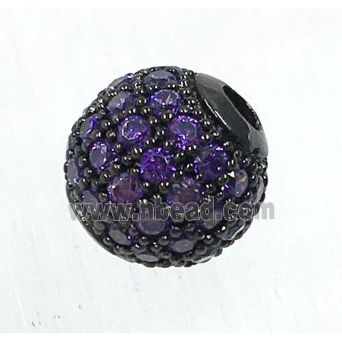 round copper beads pave lavender zircon, black plated