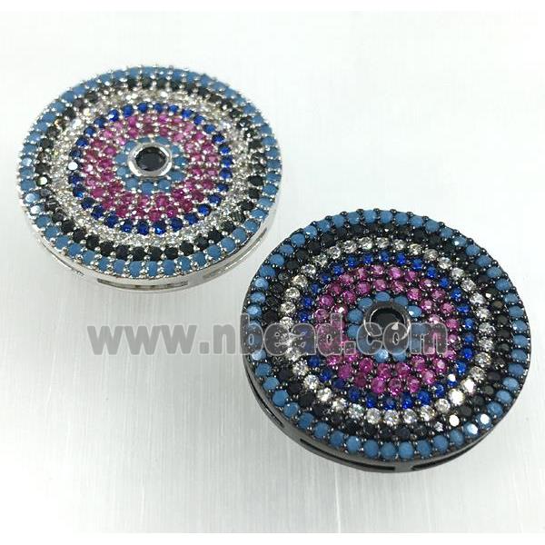 copper circle beads pave zircon, mix color