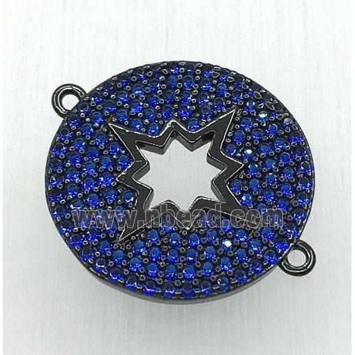copper button NorthStar connector paved blue zircon, black plated