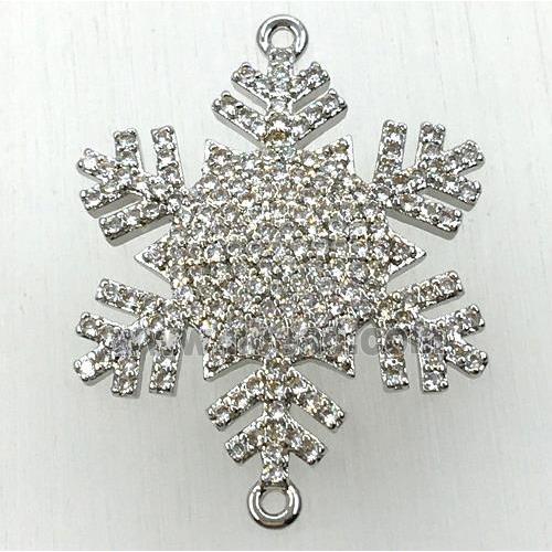 copper snowflake connector paved zircon, platinum plated