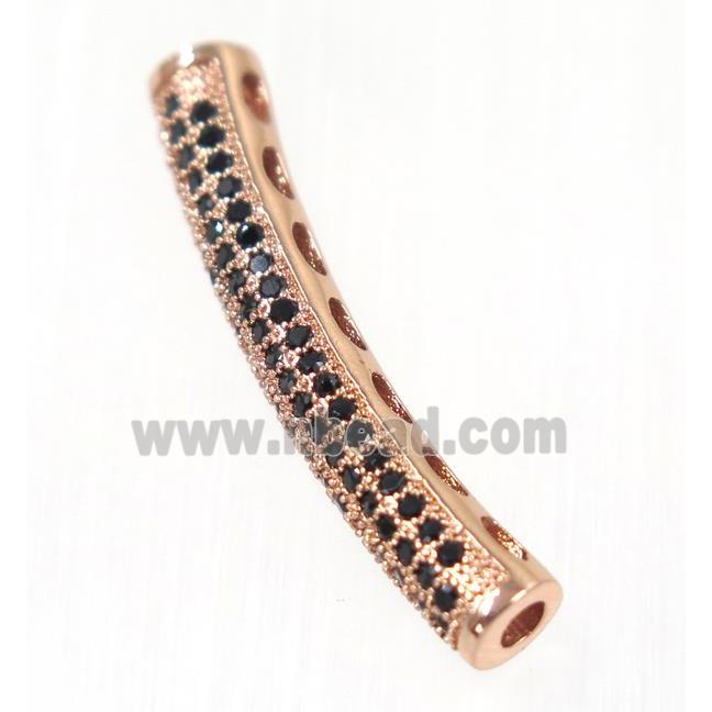 copper tube bead paved zircon, rose gold