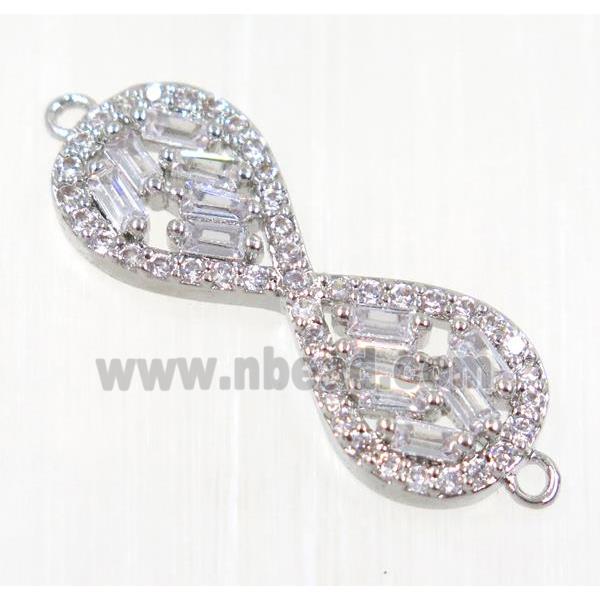 copper infinity connector paved zircon, platinum plated