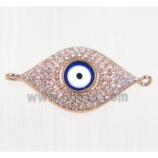 copper Evil eye connector paved zircon, rose gold