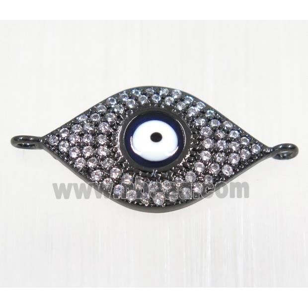 copper Evil eye connector paved zircon, black plated