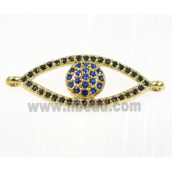 copper eye charm connector paved zircon, gold plated