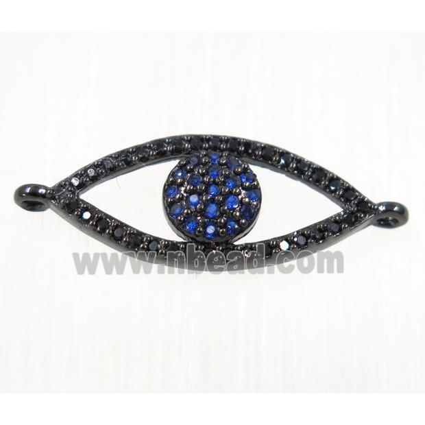 copper eye charm connector paved zircon, black plated
