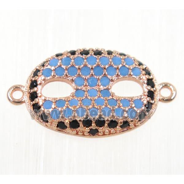 copper Eye Protection connector paved zircon, rose gold, turq