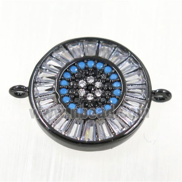 copper Circle connector paved zircon, black plated