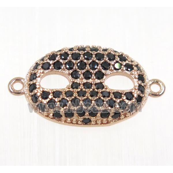 copper eye protection connector paved black zircon, rose gold