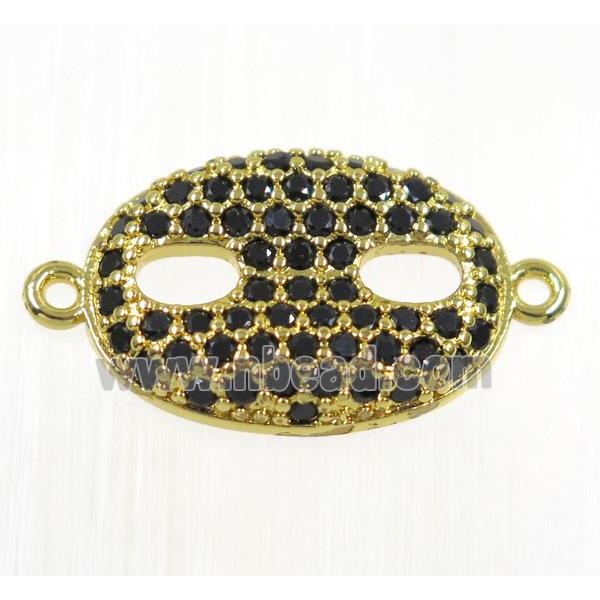 copper eye protection connector paved black zircon, gold plated