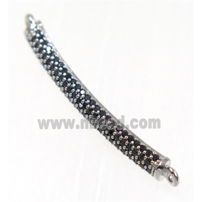 copper stick connector paved zircon, platinum plated