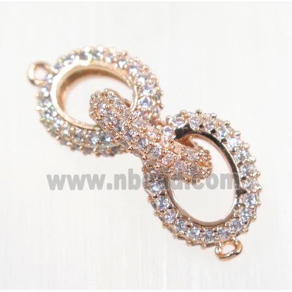 copper link connector paved zircon, rose gold
