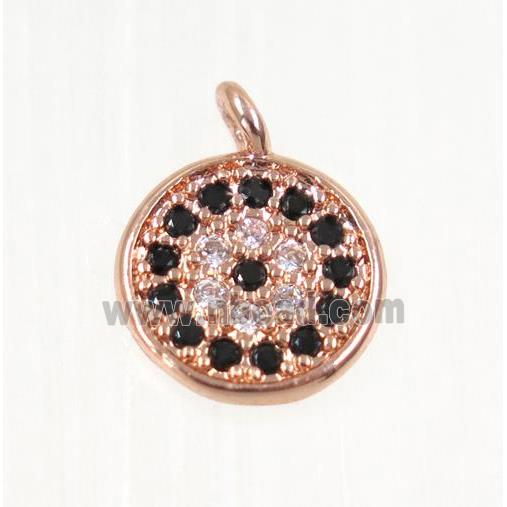 copper Circle pendant paved zircon, rose gold