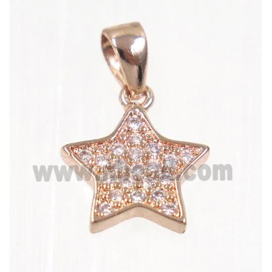 copper Star pendant paved zircon, rose gold