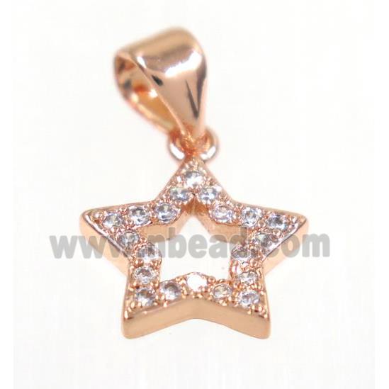 copper Star pendant paved zircon, rose gold