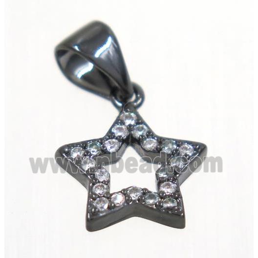 copper Star pendant paved zircon, black plated