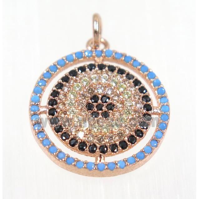 copper Circle pendant paved zircon, rose gold