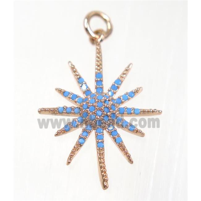 copper NorthStar pendant paved zircon, rose gold, turq