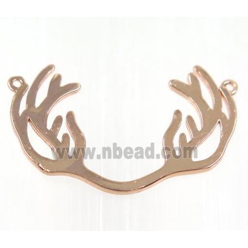 copper antler pendant with 2loops, rose gold