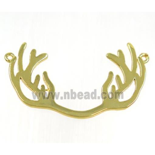 copper antler pendant with 2loops, gold plated