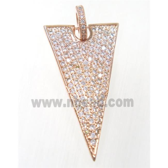 copper Triangle pendant paved zircon, rose gold