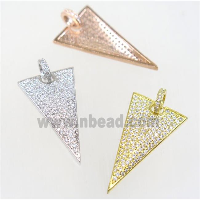 copper Triangle pendant paved zircon, mix color
