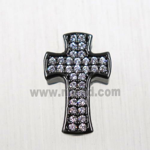 copper cross beads pave zircon, black plated
