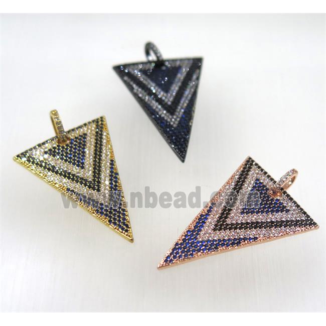 copper triangle pendant paved zircon, mix color