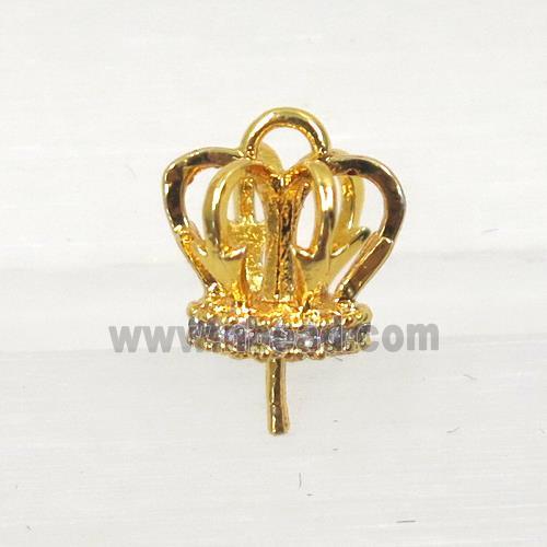 copper crown bail paved zircon, gold plated