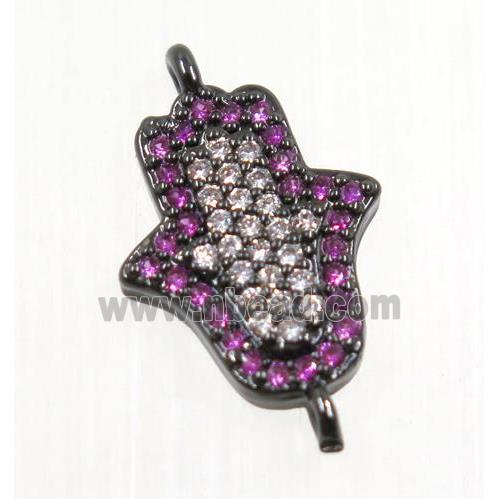 copper hamsahand connector pave zircon, black plated