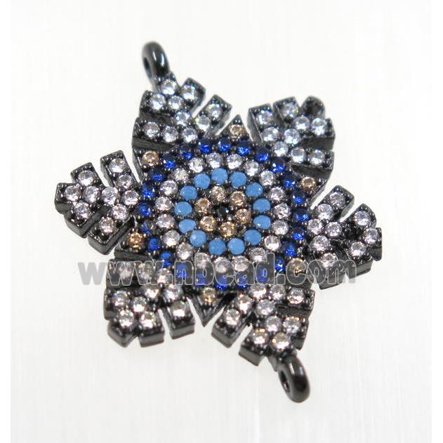 copper flower connector pave zircon, black plated