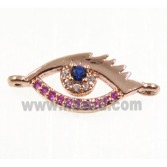 copper eye connector pave zircon, rose gold