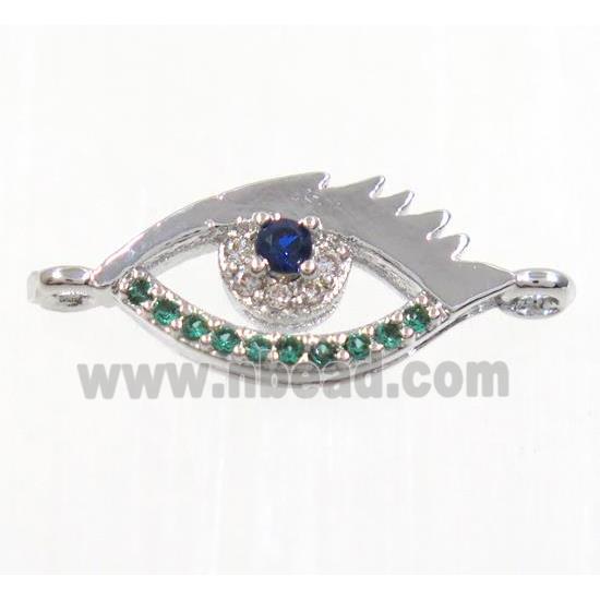 copper eye connector pave zircon, platinum plated