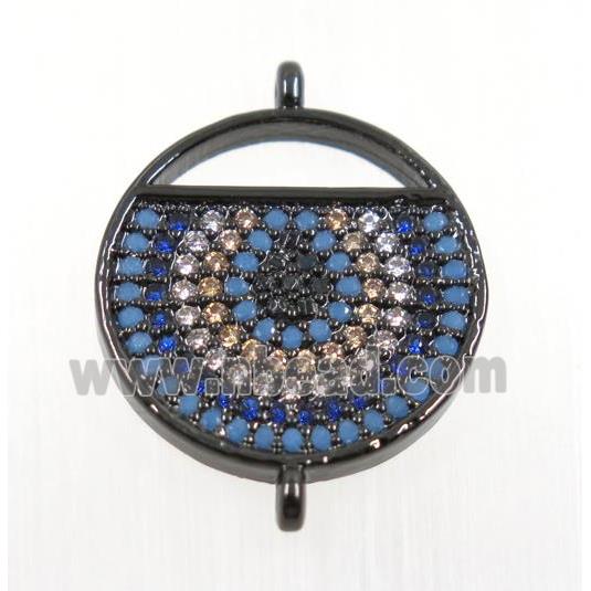copper circle connector pave zircon, black plated