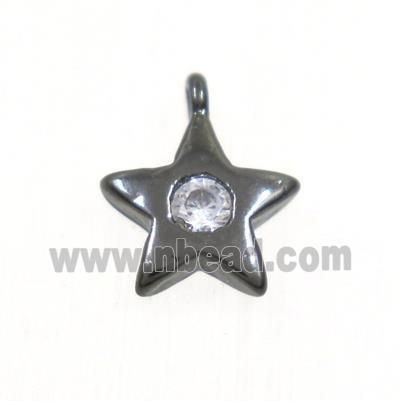 copper star pendant pave zircon, black plated