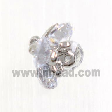 copper flower pendant pave zircon, platinum plated
