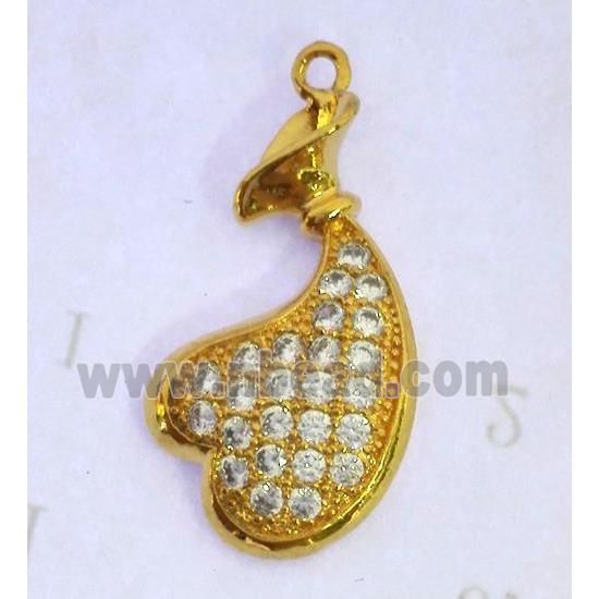 zircon, copper pendant, gold plated