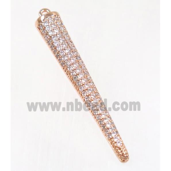 copper stick pendant pave zircon, rose gold