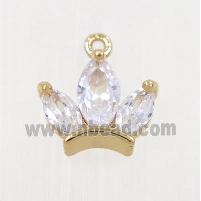 copper crown pendant pave zircon, rose gold