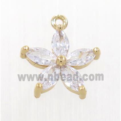 copper flower pendant pave zircon, rose gold