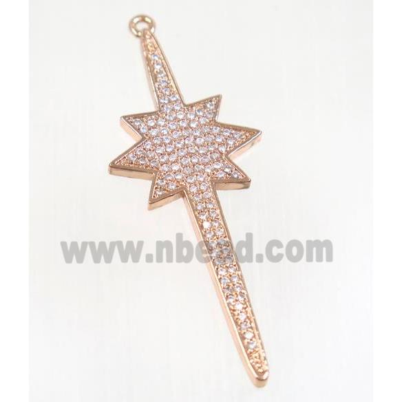 copper northStar pendant pave zircon, rose gold