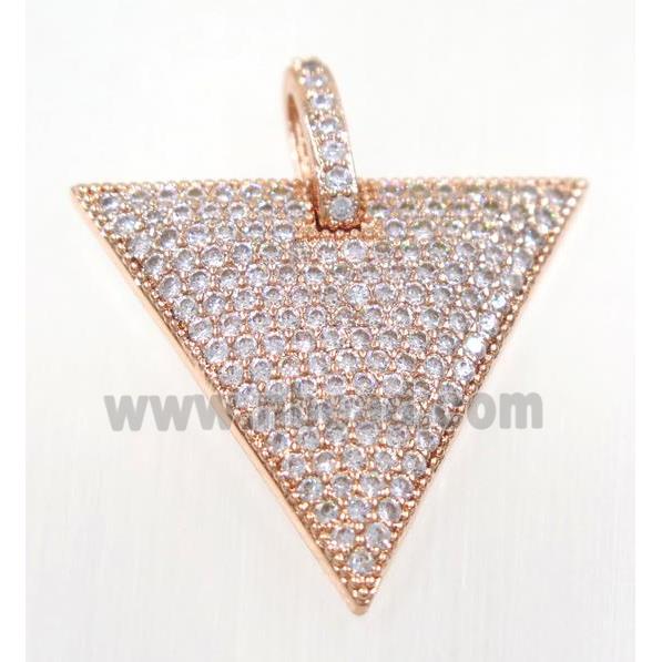 copper triangle pendant pave zircon, rose gold