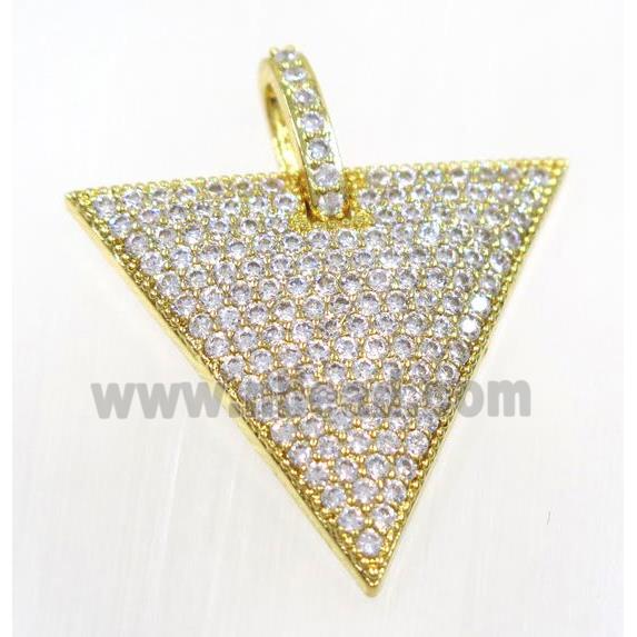 copper triangle pendant pave zircon, gold plated