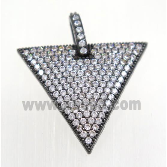 copper triangle pendant pave zircon, black plated
