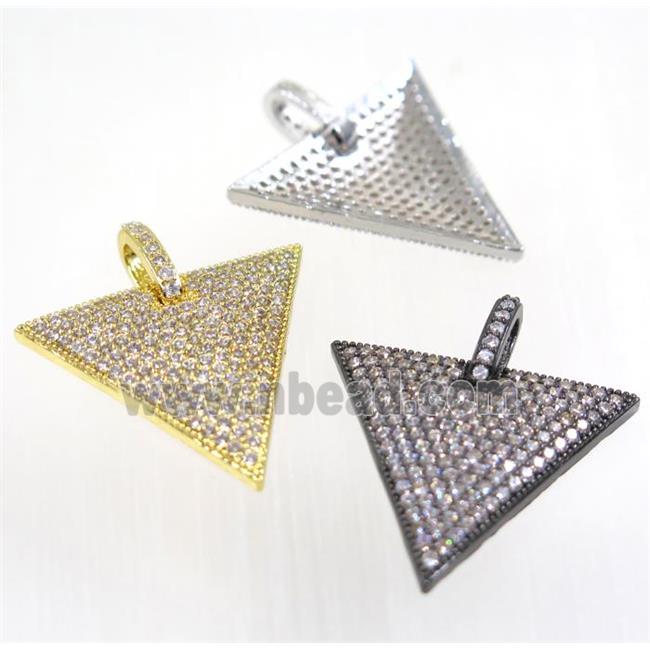 copper triangle pendant pave zircon, mix color