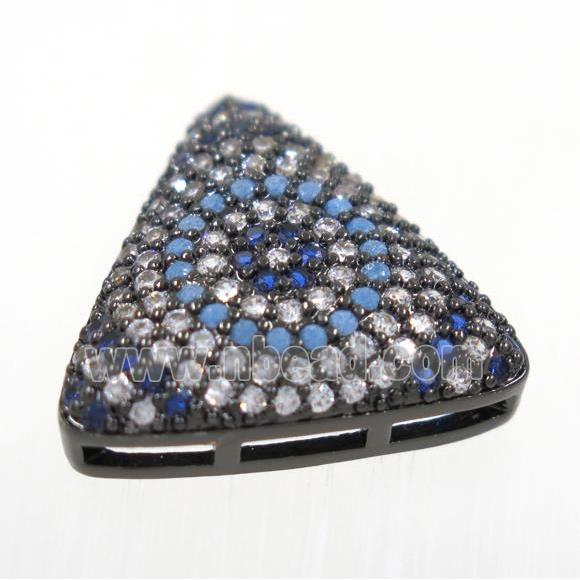 copper triangle bead paved zircon, black plated