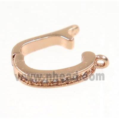 copper clasp paved zircon, rose gold