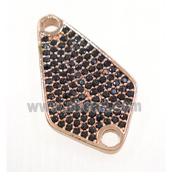copper Scutum connector paved zircon, rose gold